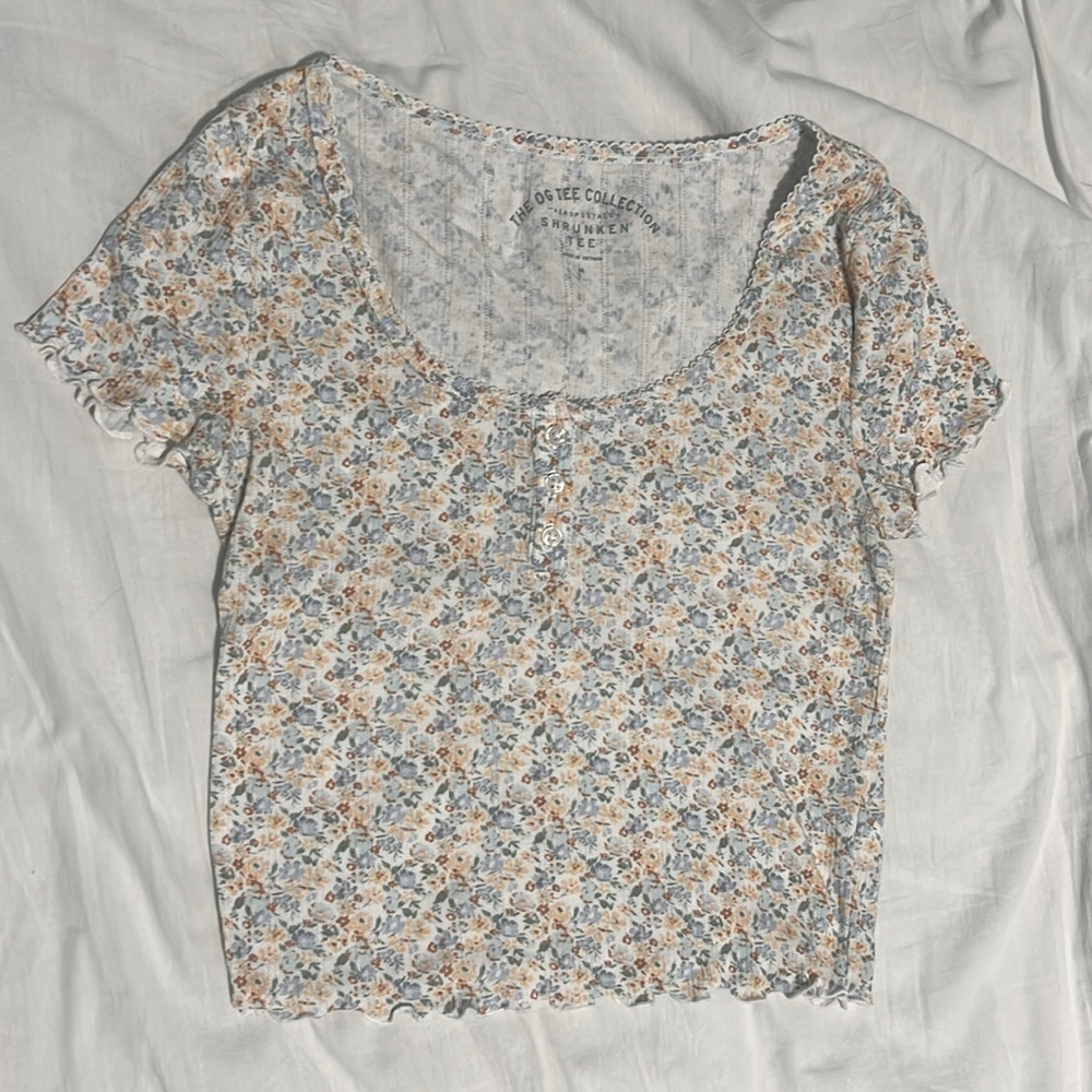 Flower Print Short Sleeved Top